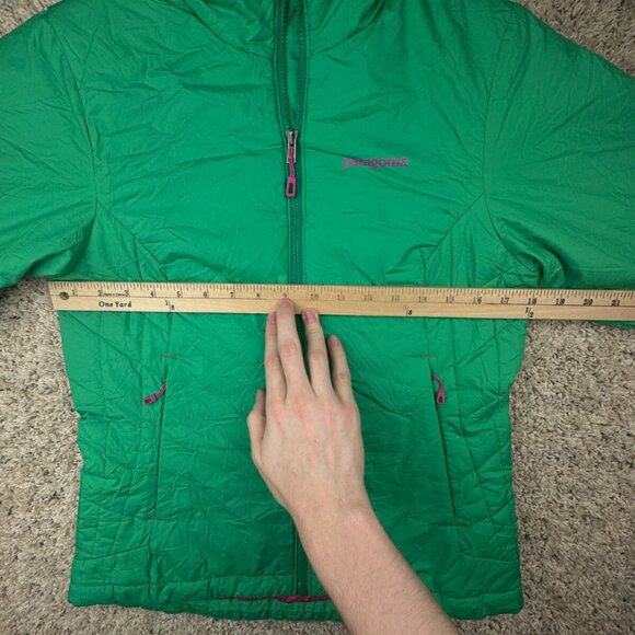Patagonia Women’s Green XS Jacket Primaloft Full Zip Outdoors Pockets Pink Logo - Picture 4 of 16